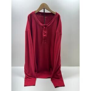 Y2K Gap Thermal Henley Shirt Unisex Red Sz XXL Waffle Weave Classic Dad core